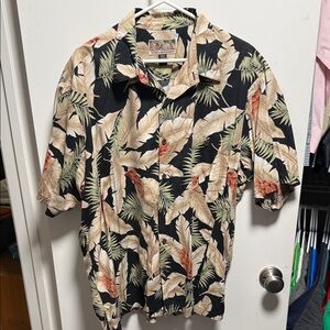 Tori Richard Black Tropical Leaf Camp Shirt